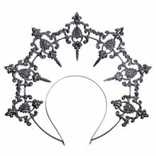 1 pieza Diadema tipo halo de aleación dorada estilo lolita, accesorio para el cabello con corona de cristales al estilo gótico glamoroso, adecuado para bodas, fiestas, sesiones de fotos, cosplay y vuelta al colegio