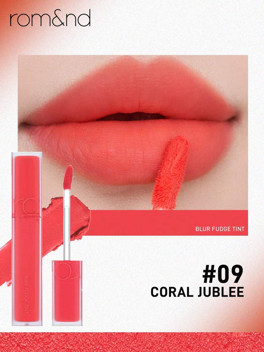 Rom&nd Liquid Lipstick Romand BLUR FUDGE TINT - 09 CORAL JUBILEE - View 1