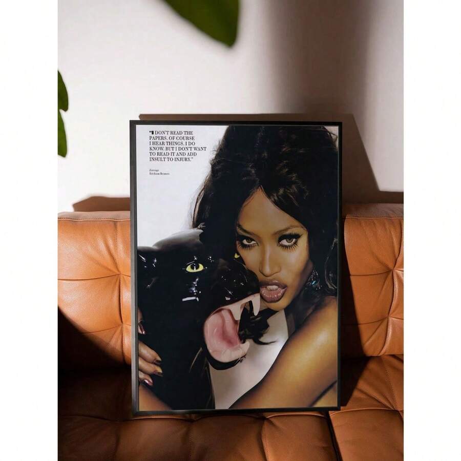 1PC Naomi Campbell Posters Decoration Modern Home Mural Wall Room Picture Wall Arts Vintage Painting Funny Print Decor Optional Frame ,Wall Art With Frame