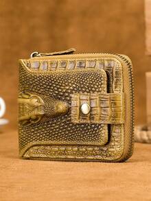 Genuine Leather Crocodile Pattern Zipper Wallet, Multi-Card Holder And Thick Photo Album For Driver's License, Anti-Theft Brush Coin Purse And Card Holder For Women Wallet Mini Wallet Purse Wallet Small Wallet - Multicolor - View 11