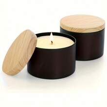 Conjunto de 48 peças para fazer velas, incluindo 6 frascos pretos de vela com tampa de madeira de 4 oz, com adesivos para pavio, 16 pavios, 20 adesivos para segurar os palitos de vela e 6 suportes de pavio para artesanato de velas DIY, artes e ofícios, ótimo para iniciantes e hobbistas, perfeito para presentes de Natal, Halloween, Páscoa, Ação de Graças e Dia dos Namorados!