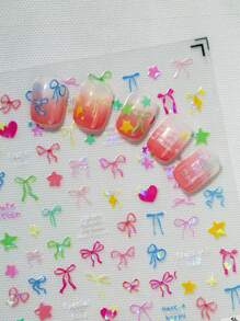 Un nuevo pegatina de arte creativo para uñas, pegatinas adhesivas para uñas con conchas grabadas, lazos brillantes, estrellas, corazones y otros diseños, adecuado para uso personal DIY y en libros de contabilidad lindos
