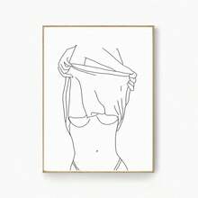 1 件现代简约裸体女性线条艺术帆布印刷抽象女性人体绘画墙面艺术海报卧室装饰可选画框 - 彩色 - 查看 26