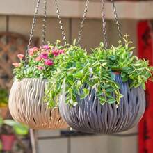 Hängende Blumentopf Kunststoff Rattanoptik Pflanzgefäß, robuster hängender Korb für Sukkulenten, Efeu und mehr