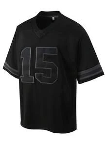 Atonmore 男士15號足球球衣刺繡運動短袖t恤,聖弗朗西斯科56ers - 黑色 - 查看 2