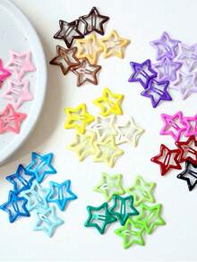 10个/20个/50个彩色镂空星星发夹，可爱刘海发夹，时尚发饰（不含收纳盒）返校季发饰 - 彩色 - 查看 5