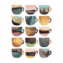 可选框架可爱咖啡杯帆布画北欧拿铁海报和印刷品墙壁艺术画适用于咖啡馆家居装饰餐厅厨房绘画可重复使用框架，带框架厨房装饰的墙壁艺术 - 彩色 - 查看 86