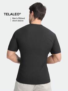 男士罗纹背心 超柔软无袖圆领 A 恤 基本款纯色汗衫 背心 - 黑色 - 查看 5