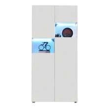 KOMHTOM Vetrina alta bianca con vetro acrilico • Mobile moderno multiuso per soggiorno/ufficio/cucina • Vetrina indipendente con spazio di archiviazione aperto • Dimensioni 80*38*170 cm (L*P*A)