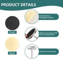 100pcs 25mm/0.98in Replaceable Sandpapers With Stainless Steel Metal Nail Drill Bits, For Foot And Nail Care, Grit Sizes: #80, #120, #180