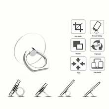 2pcs/5pcs Acrylic Phone Ring Holder Stand, Waterproof 360° Rotatable Stand With Vertical Flip, For Smartphones Compatible With IPhone, Android Phone, Gift For Birthday, Family, Friends Finger Ring Holder, Phone Grip, Phone Accessories - Multicolor - View 5