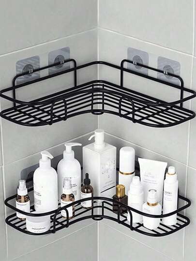 Corner Bathroom Shelf, No Drill Triangle Bathroom Shelf, Bathroom Corner Shelf, Triangular Multifunctional Self-Adhesive Wall-Mounted Corner Shelf, Suitable For Bathroom, Kitchen, Cosmetics Storage, Bathroom Shelf, Shower Shelf, No Drill Bathroom Kitchen Triangle Shelf, No Drill Bathroom Shelf