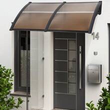 Pensilina marrone per porte d'ingresso Tetto in PC e alluminio, tenda da sole per finestre, protezione del tetto da pioggia e raggi UV, montata su una finestra, una porta finestra, una vetrina o semplicemente su un balcone