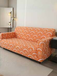 1PC Orange Fan-Shaped Sofa Cover, Suitable For All Seasons, Simple And Modern, Dustproof And Breathable, Durable And Elastic, Suitable For Bedroom, Office, Living Room Decoration, Home Decoration - Orange - View 7