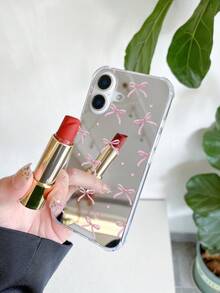Cute Bow Tie Pattern Mirror Shockproof Phone Case, Compatible With IPhone 16/11/12/13/14/15/15 Pro/15 Plus/15 Pro Max/7 Plus/8 Plus/X/Xs Max/Xr/11 Pro/12 Pro/13 Pro/14 Pro/12 Mini/13 Mini/11 Pro Max/12 Pro Max/13 Pro Max/14 Pro Max/14 Plus/6/6s/6 Plus/7/8/16 Pro/16 Plus/16 Pro Max/SE, And Galaxy A54/A14/A12/A13/A15/A32/A33/A24/A52S/S20/S21/S22/S23/S24/S23 Plus/S24 Ultra/S25/A15/A33/A23, Waterproof, Shockproof, Scratch-Resistant - Multicolor - View 5