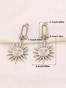 1 Paar 18 Karat vergoldete Edelstahl Vintage goldfarben U-förmige Sonnen Anhänger Ohrringe Schmuck Geschenke geometrische Sonnenstrahl Ohrstecker zum täglichen Tragen für Frauen