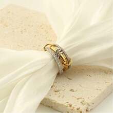 1 set de varios estilos de anillos de mujer con incrustaciones de cobre y circonita cúbica, chapados en oro, no se desvanecen, anillos apilables, mejor regalo decorativo para mujeres