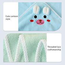 1pc Cute Cartoon Animal Hooded Baby Towel, High Quality Affordable Baby Gift, 31.5"X31.5" Size, Multifunctional Hooded Wrap Blanket, Polyester Material, Soft & Absorbent, Bathroom Essentials, Stroller Blanket - Multicolor - View 7