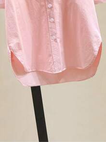 Chemise d'été de bureau décontractée rose pastel, mignonne pour les voyages, avec boutons pour femmes - Rose bonbon - Voir 2
