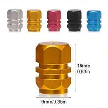 4pcs 6-Sided Aluminum Alloy Cold Forming Automotive Valve Caps & Stems, Durable Valve Protection And Fashionable Design, Easy Installation And Universal Fit - Multicolor - View 4