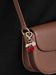 Fashion High Quality Cute Cherry Golden Butterfly Bag Charm- Cherry Key Fashion Backpack Pendant Decoration, Keychain, Bag Charm Alloy Pendant A-Z Letter, Headphone Pendant, Car Charm, Decorative Charm, Cherry Keychain, Bag Accessories, With Clip For Bag, Sparkling Resin & Metal Accessory For Purses And Bags For Women, Backpack Accessories Valentine's Day Anniversary Gift, Birthday Gift Backpack For School