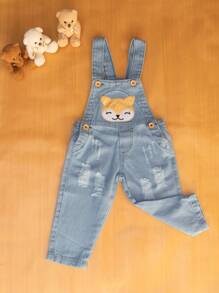 Kit 2 Jardineira Calça Longa Jeans Macacão Infantil Menino