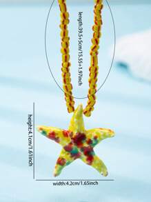 1 peça de colar com contas de vidro feitas à mão, pingente de estrela do mar, peixe-marinho e golfinho, joia estilo praia (formato e cor podem variar)