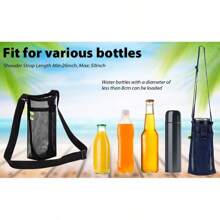 Water Bottle Holder Carrier With Adjustable Shoulder Strap - Beach & Sports Bottle Bag For Hiking, Gym, Camping, Walking, Travel