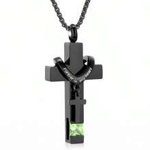 Forever In My Heart Cross Necklace With Birthstone - Fashion Pendant Memorial Jewelry For Ashes With Funnel Kit Included - Multicolor - View 10