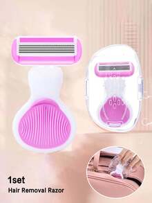 Máy cạo lông nữ, thích hợp cho vùng nách, chân và bikini, máy cạo lông cầm tay màu hồng, dao cạo lông bikini cầm tay 5 lưỡi, lưỡi dao thay thế bằng thép không gỉ, đầu cạo màu hồng, quà tặng thiết yếu cho bé gái khi đi du lịch, thích hợp cho bãi biển, kỳ nghỉ, du lịch, công tác. - Nhiều màu - Xem 2