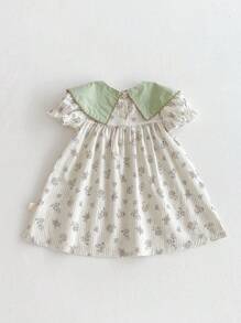 Robe d'été à col montant et volant avec fleurs ditsy pour bébé fille