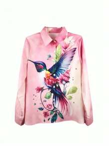 Blusa bohemia elegante con estampado degradado de golondrina para el Día de la Independencia y la temporada de graduación, top fluido para festival de música