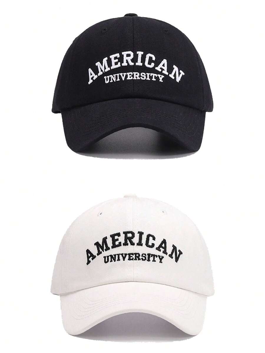2pcs Ball Cap, New Letter Embroidery Baseball Cap, Fashionable American Style Casual Adjustable Breathable Visor Hat, Suitable For Outdoor Sports, Travel, Sun Protection, Unisex, Daily Use - 2pcs - View 1