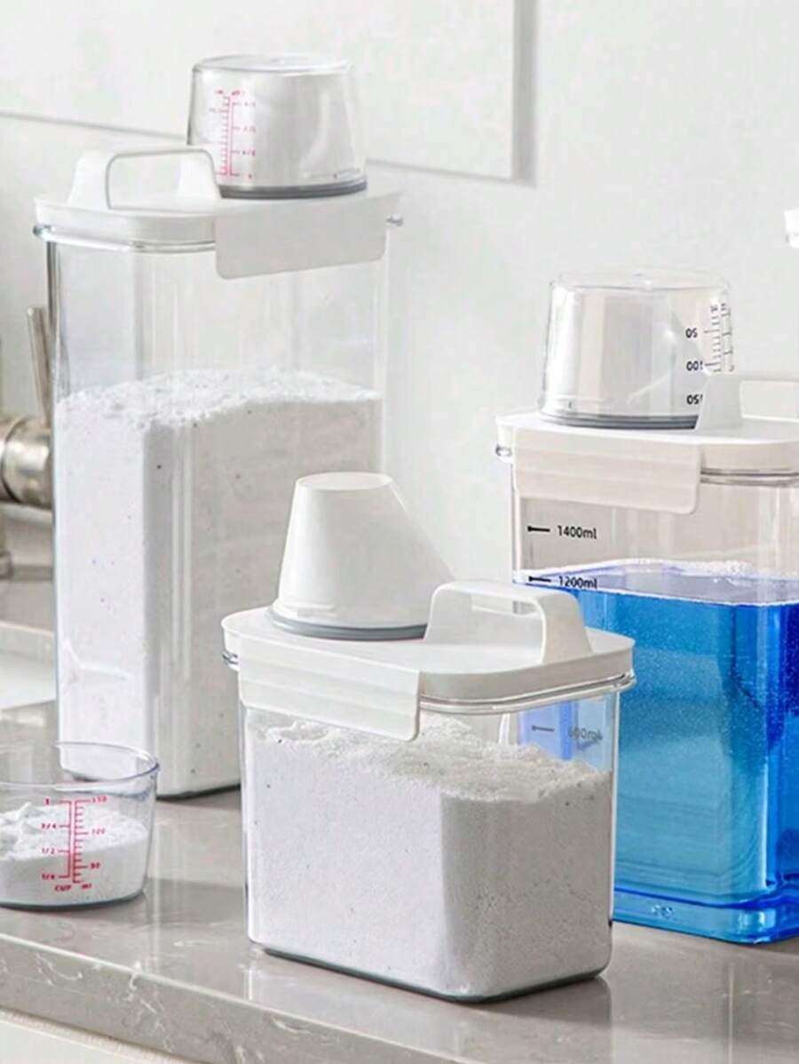 1pc Marked Powder Detergent Storage Box, Suitable For Storing Laundry Liquid/Powder, Household Use