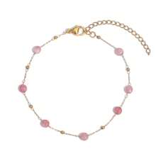 1 Stück Blogger Stil Armband aus Naturstein und rostfreiem Stahl in Unendlichkeitsform, vergoldet, wasserdicht, verstellbar, rosa Herz Kette, Modeschmuck, bohemian Vibe für Frühling/Sommer