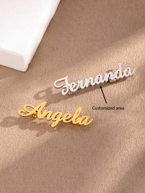 Personalisierter Buchstabe Jacken Revers Pin, benutzerdefiniertes Logo Etikett Brosche, Erinnerungsschmuck Paar Geschenk; 1 Stück