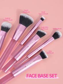 MAANGE 6支装方形铝制化妆刷套装，含化妆包，包括粉底刷、腮红刷、散粉刷、眼影刷、遮瑕刷、高光刷、修容刷、鼻影刷等，是旅行化妆的理想之选，也是送给女性和女孩的礼物。 - 粉色 - 查看 7