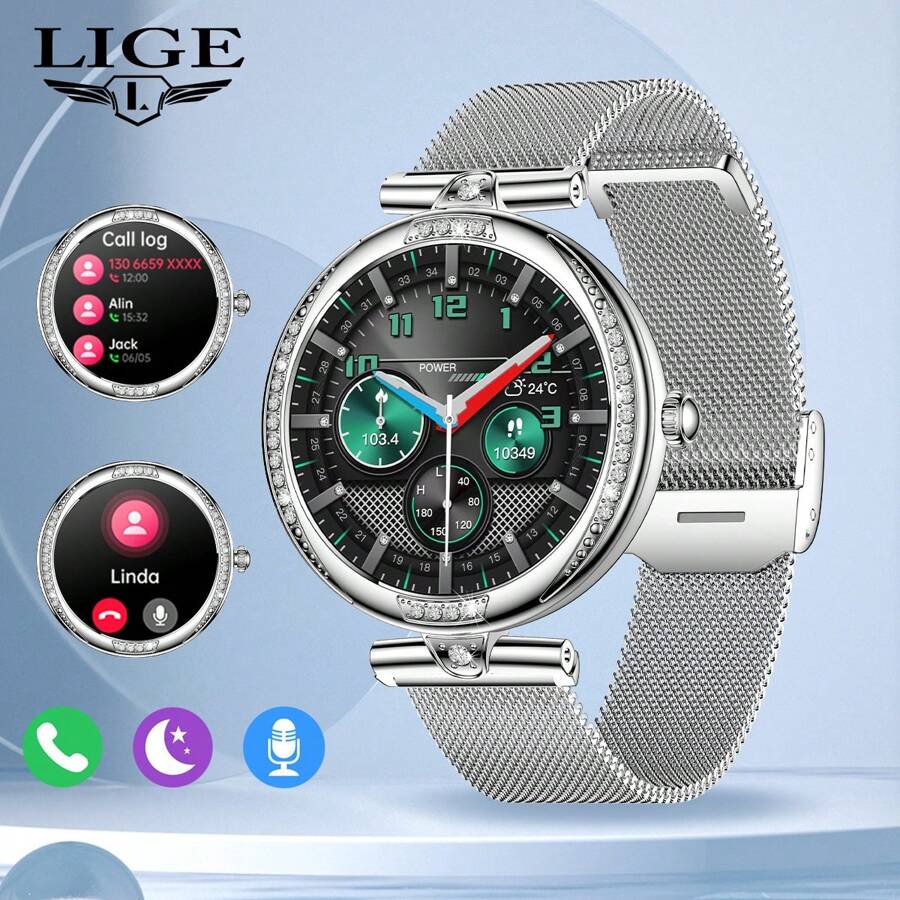 ESFOE Reloj inteligente de moda LIGE para mujer con seguimiento del ciclo menstrual, alarma, recordatorio de inactividad, diseño de esfera personalizable, resistente al agua, múltiples modos deportivos, elegante y casual - un excelente regalo para amigas y esposa
