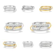 1 Set de Anillos de Mujer Chapados en Cobre con Circonita Artificial, Anillos Apilables Dorados Que no se Desvanecen, Mejor Joyería Decorativa para Señoras