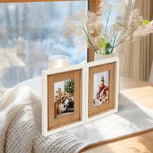 Triple Hinged 3 Picture Frame 4X6 Distressed Wooden Photo Frame For Tabletop Display Picture College Frame Holiday Christmas Home Decor - boho 4X6 White - View 6