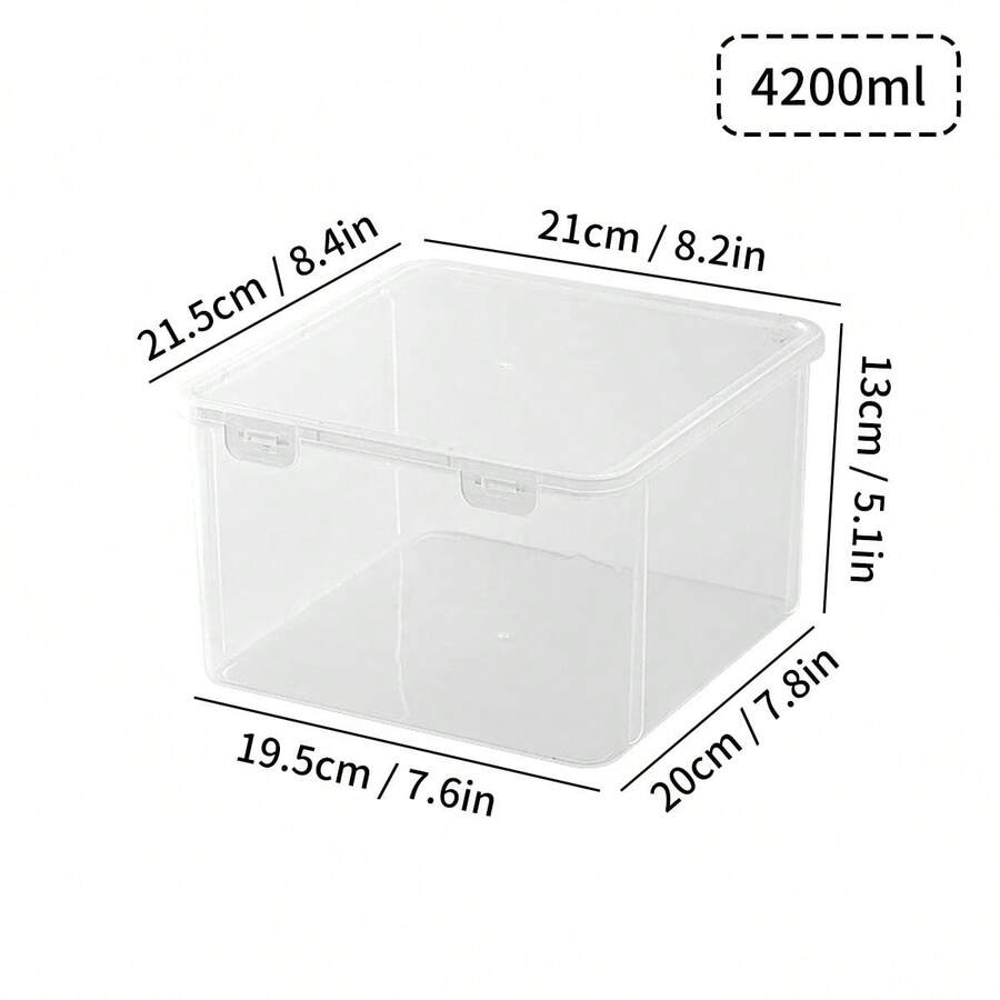 WORTHBUY Toast Bread Storage Box, Transparent Food Container With Lid, Large Capacity, Plastic Cooler Box, Fresh-Keeping Box - 4.2升 - 查看 1