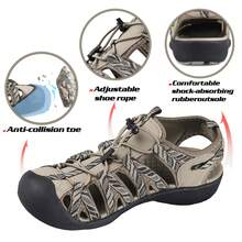 Sandalias de senderismo GRITION para mujer con puntera cerrada, impermeables, ligeras, ajustables, transpirables para playa, verano, aventura, cómodas para deportes al aire libre - Beis - Ver 3