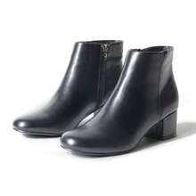 Women's Black Vegan Suede Cheetah Faux Suede Cognac Vegan Suede Natural Faux Suede Smokey Taupe White PU Chunky Low Heel Zip-Up Ankle Boots – Minimalist Round/Pointed Toe Fashion Booties [Size Up Half Size] - 黑色 - 查看 4