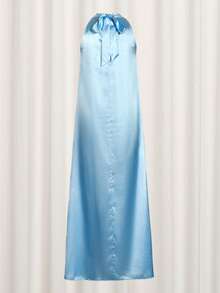 Women's Evening Dress Satin Sleeveless Loose Pleated Fabric Slit Long Dress Satin Wedding Dress Bridesmaid Bride Bridal Cocktail Satin Silk Satin Bachelorette Party Engagement Bride Bridesmaid Bride Wedding Cocktail Party Formal Prom Bachelorette Engagement,