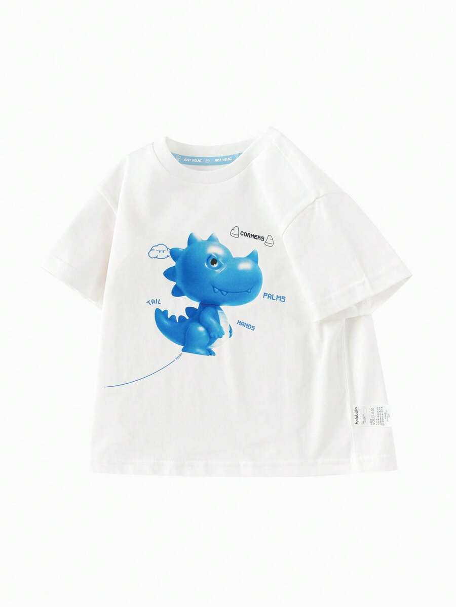 Balabala Children's T-Shirt Boys' Short Sleeve Cotton Top 2025 New - Original White - View 1
