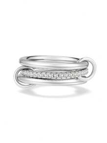 1 Set de Anillos de Mujer Chapados en Cobre con Circonita Artificial, Anillos Apilables Dorados Que no se Desvanecen, Mejor Joyería Decorativa para Señoras