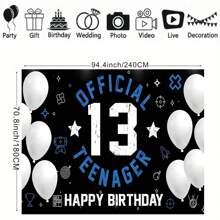 Happy 13th Birthday Decoration For Boy Girls Official Teenager Backdrop Banner Blue White 13 Year Old Birthday Party Yard Sign Photo Props Decor Supplies Sturdy, Christmas