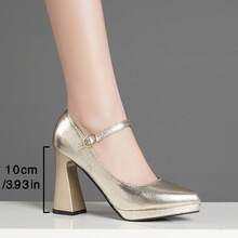 女士高跟鞋，踝带设计，粗跟，超高跟，粉色、杏色、裸色、酒红色、黑色、白色、红色、银色、金色、棕色可选，时尚百搭。