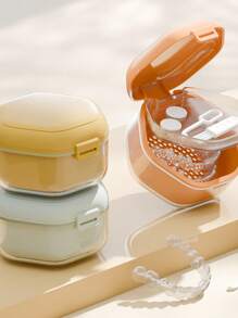Tooth Socket Storage Box, Holder, Denture Box, Invisible Tooth Socket Cleaning Box, Portable Sealed Soaking Tooth Cleaning Box