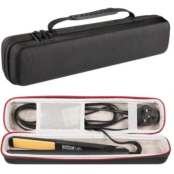 Hard Carry Travel Case For Hair Straightener Iron,Hair Straightener EVA Case For Vacation,Curling Iron Portable Storage Box Straight Hair Comb Portable Storage Bag, Hard Eva Curling Iron Storage Box Travel Storage Box Portable Bag Pressure-Resistant Shock-Proof Perm Clip Packaging Box Hairdresser Storage Bag